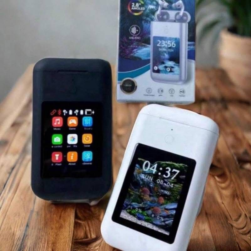 A98 Box 3in1 Earbuds With Power Bank & Multimedia Display